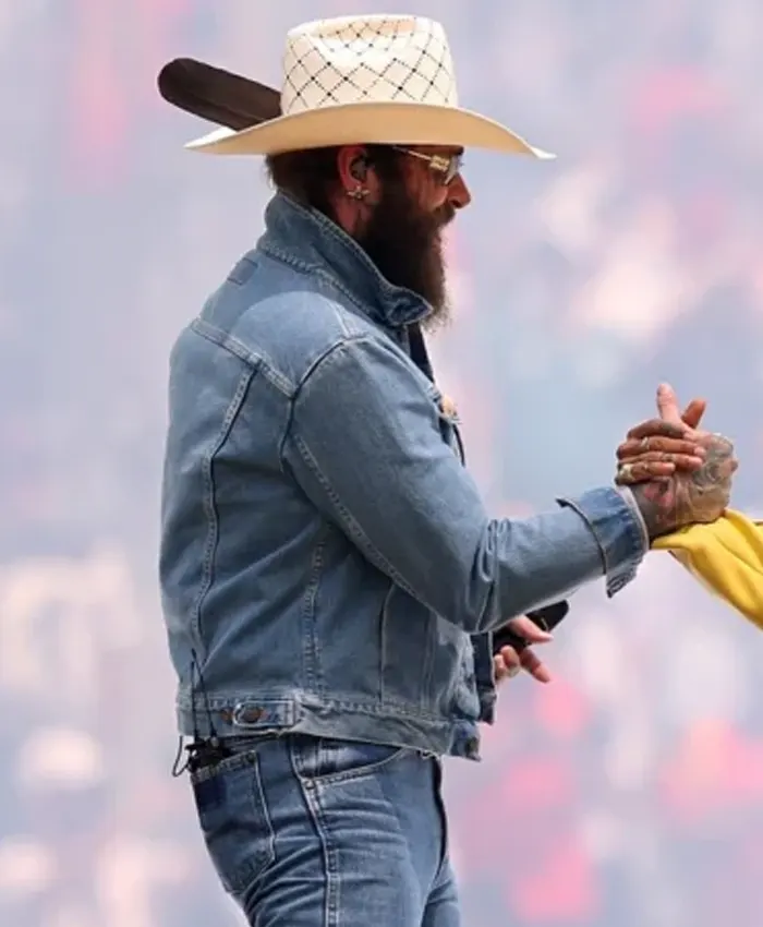 FIFA World Cup Halftime Show Post Malone Denim Jacket Side