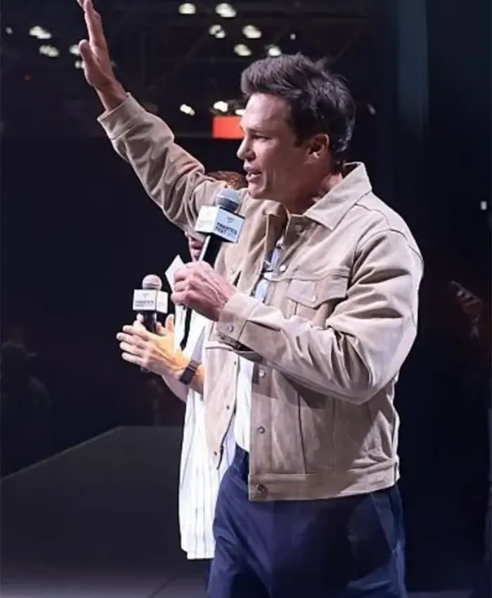 Fanatics Fest NYC 2026 Tom Brady Suede Jacket Side