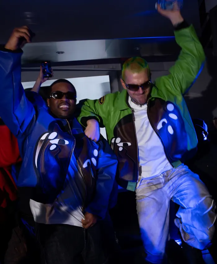 Ferg and Friends Party Artwork Leather Jacket For Sale