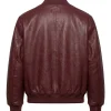 Fola Burgundy Leather Bomber Jacket Back