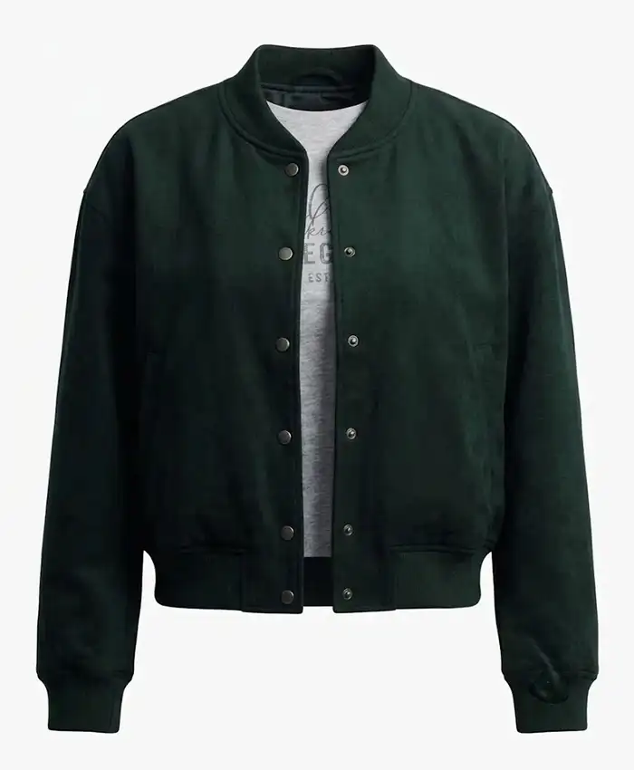 Frances Neagley TV Series Neagley 2026 Maria Sten Green Wool Bomber Jacket