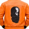 Ghost Flame Orannge Leather Bomber Jacket Back