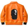 Ghost Flame Orannge Leather Bomber Jacket For Sale