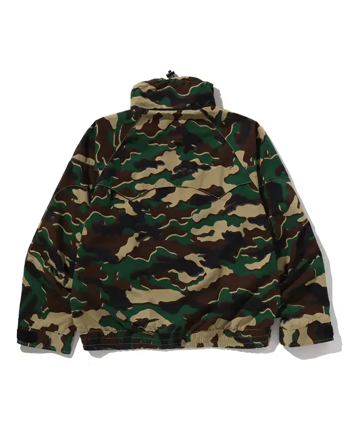 Glitch Woodland Camo Short Snowboard Hooded Jacket Back