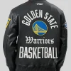 Golden State Warriors Black Leather Bomber Jacket Back