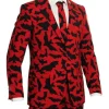 Halloween Bat Print Red Blazer Suit For Sale