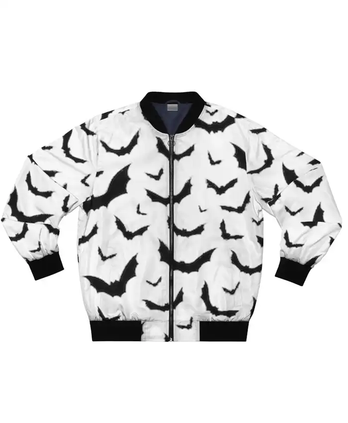 Halloween Bats White Bomber Jacket