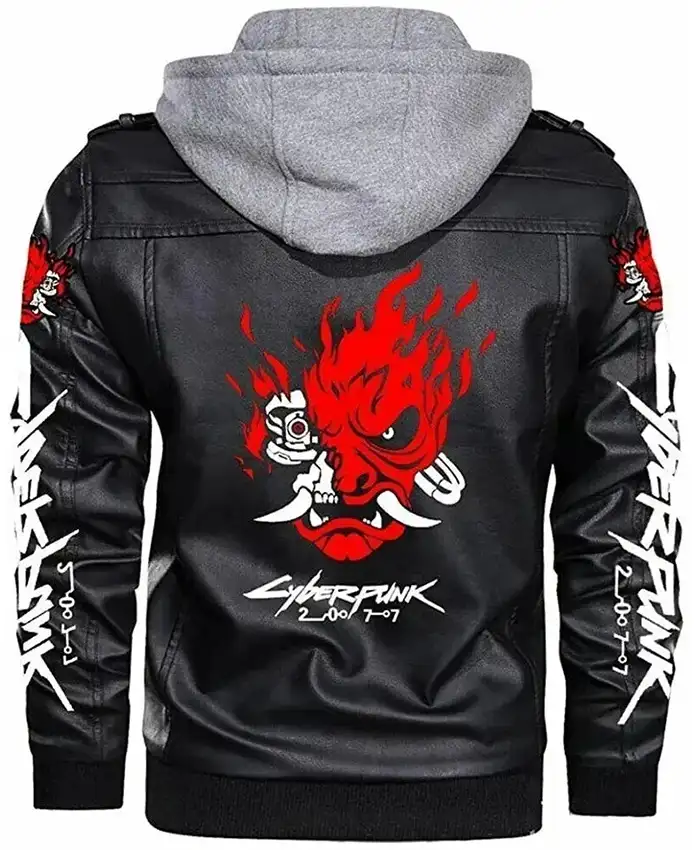 Halloween CP 2077 SM Devil Black Bomber Jacket Back