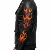 Halloween Flame Skull Leather Motorcycle Jacket Side