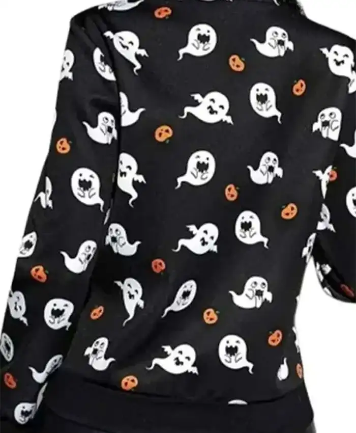 Halloween Ghost Black Bomber Jacket Back