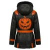 Halloween Gothic Pumpkin Hooded Leather Jacket Back