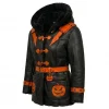 Halloween Gothic Pumpkin Hooded Leather Jacket For Sale