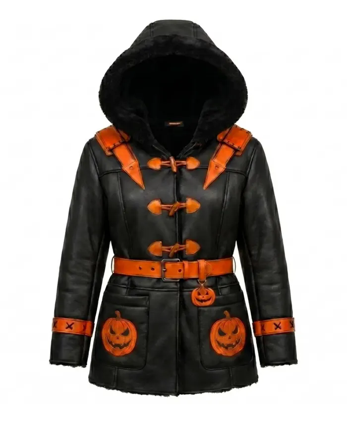 Halloween Gothic Pumpkin Hooded Leather Jacket