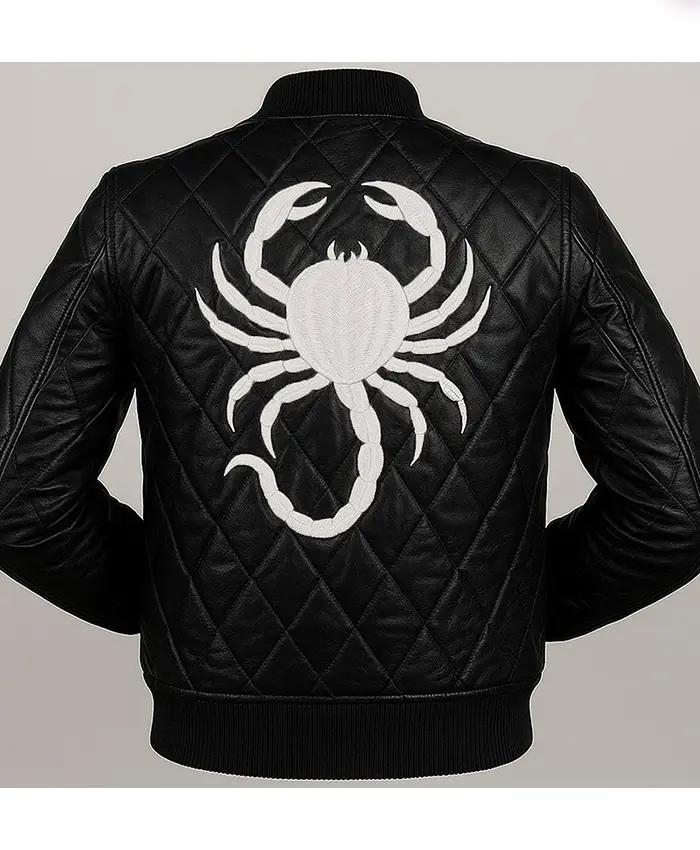 Halloween Gothic Scorpion Leather Bomber Jacket