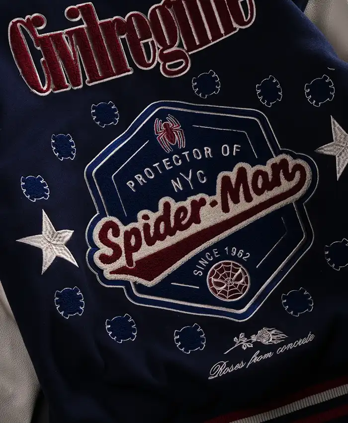 Halloween Protector Of NYC Navy And Butter Letterman Varsity Jacket