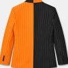Halloween Pumpkin Face Pinstriped Blazer Back