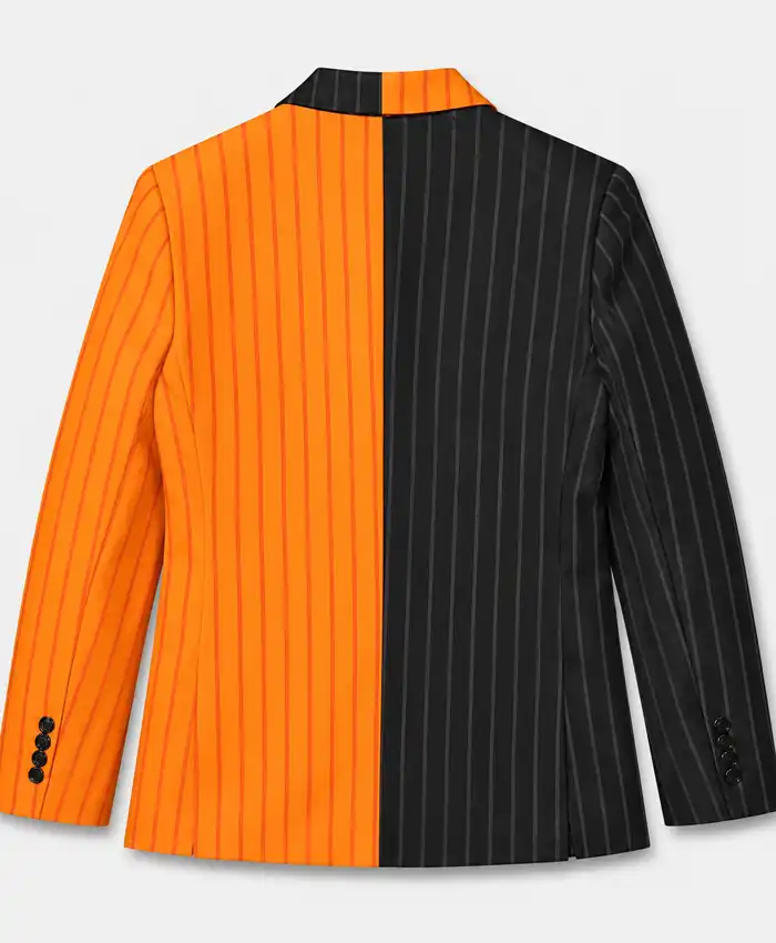 Halloween Pumpkin Face Pinstriped Blazer Back
