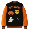 Halloween Pumpkin Ghost Varsity Jacket For Sale