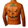 Halloween Pumpkin Orange Leather Jacket Back