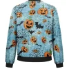 Halloween Pumpkins Blue Bomber Jacket Back