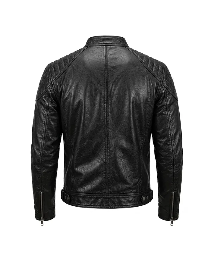 Halloween Punisher Skull Leather Biker Jacket Back