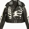 Buy Halloween Skeleton Biker Zipper Leather Jacket For Sale