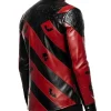 Halloween Skull Bat Red & Black Leather Gothic Cosplay Jacket Back