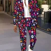 Halloween Skull and Floral Print Suit