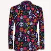 Halloween Skull and Floral Print Suit Back