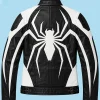 Halloween Spider Black and White Leather Moto Jacket Back