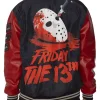 Halloween x Friday The 13th Red and Black Varsity Jacket For Sale