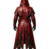 Halloween x Gothic Cosplay Red Leather Duster Coat Back
