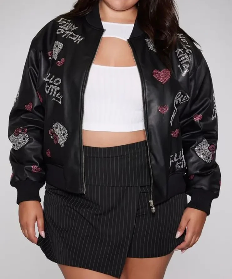 Hello Kitty Rhinestone Bomber Jacket