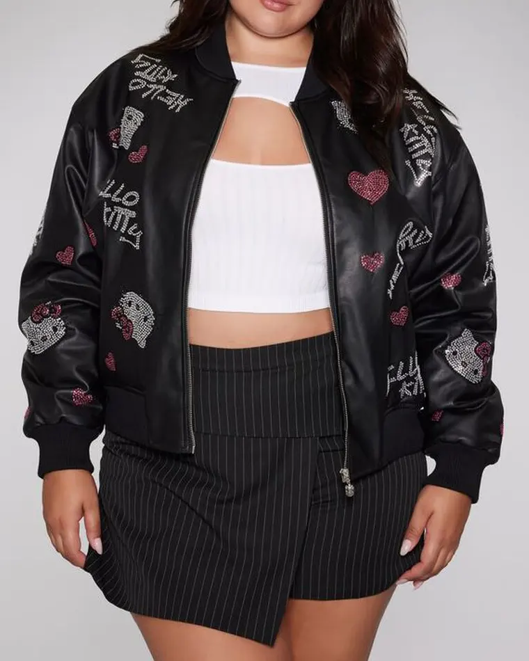 Hello Kitty Rhinestone Bomber Jacket