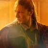 Hunter Schafer TV Series Blade Runner 2099 Maroon Cropped Bomber Jacket Front