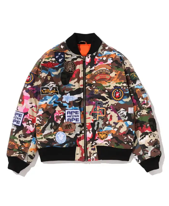 Hybrid Camo Multi Badge Padded MA-1 Jacket