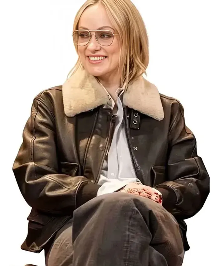 I Want Your Sex Olivia Wilde Shearling Leather Jacket For Sale