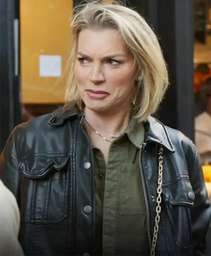In the City S01 Lindsay Hubbard Black Leather Jacket