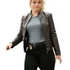 Jacqueline Byers TV Series NCIS NY 2026 Brown Leather Jacket Front