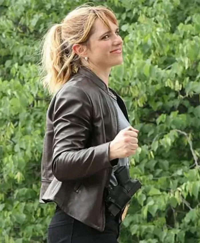 Jacqueline Byers TV Series NCIS NY 2026 Brown Leather Jacket