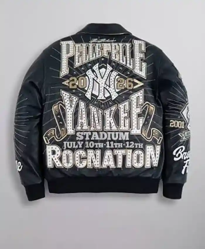 Jay-Z Pelle Pelle Yankee Stadium Roc Nation Leather Jacket For Men and Women