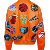 Jeff Hamilton NBA Collage Orange Leather Jacket Back