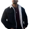 Jordan Calloway TV Series Fire Country 2026 Jake Crawford Shearling Wool Jacket Front