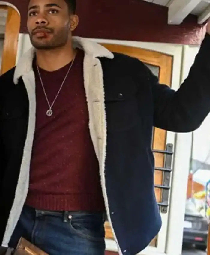Jordan Calloway TV Series Fire Country 2026 Jake Crawford Shearling Wool Jacket