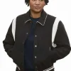 Jules Latimer TV Series Fire Country S04 Black Wool Bomber Jacket Front