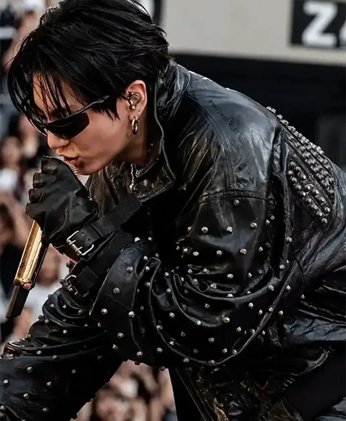 Jungkook Custom Balenciaga Arirang Paris Tour Studded Jacket Front View