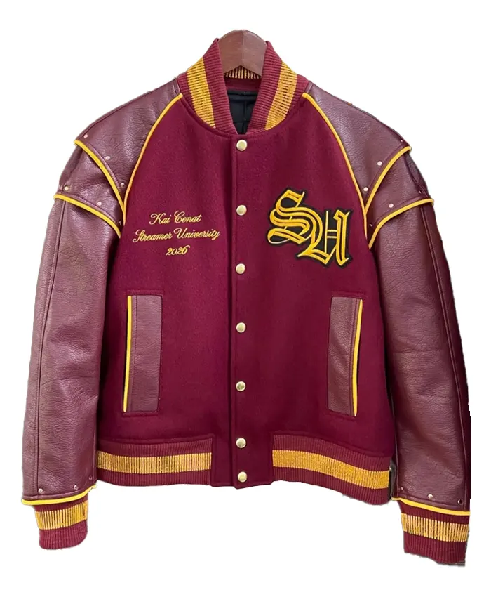 Kai Cenat Streamer University Custom Maroon Jacket