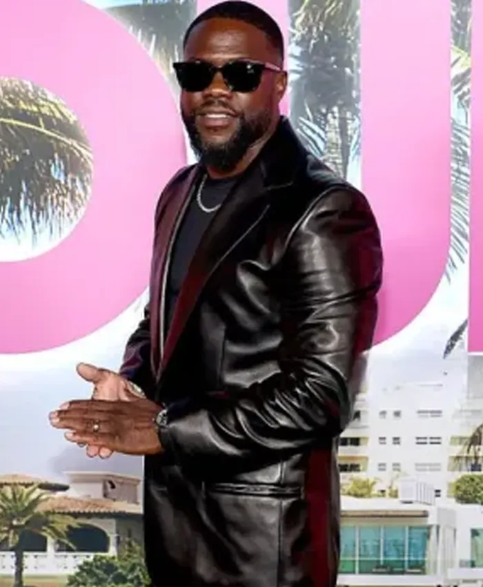 Kevin Hart 72 Hours New York Screening Black Leather Blazer On Sale