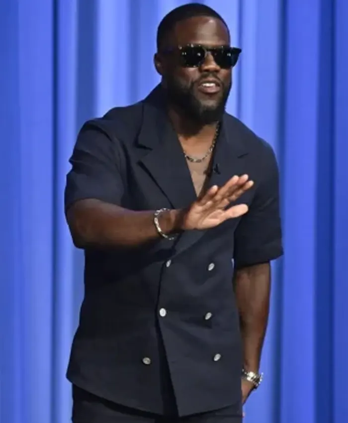 Kevin Hart The Tonight Show Starring Jimmy Fallon S13 Black Double Breasted Half Sleeve Blazer