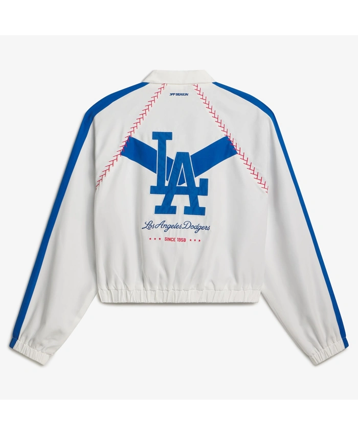 LA Dodgers Off Season x MLB White Full-Zip Track Jacket Back